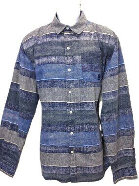 Zoo York Mens Long Sleeve Button Shirt Large Chambray Blue 90s Streetwear